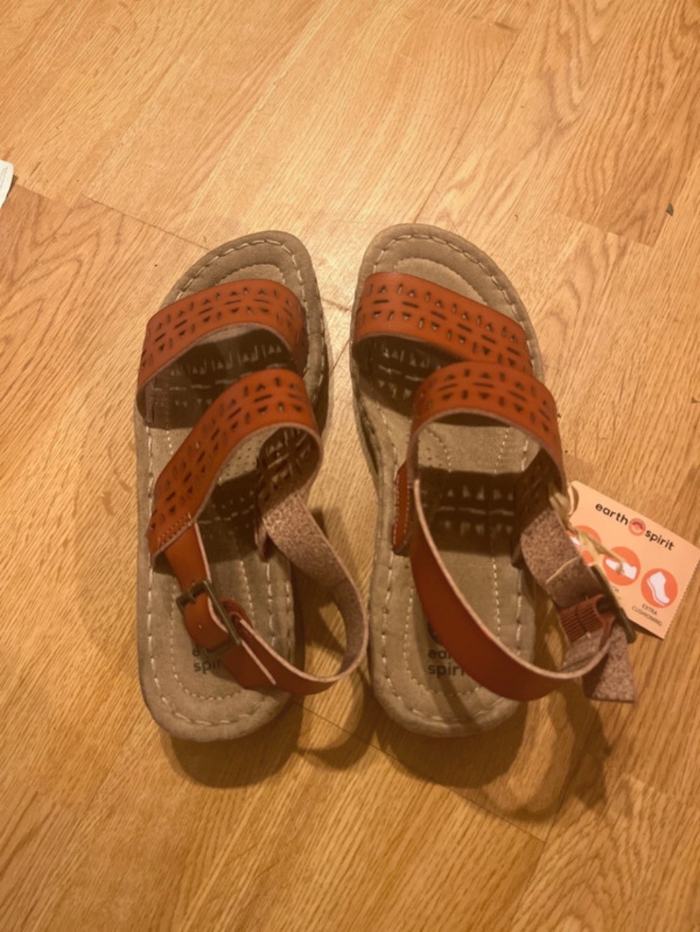 Earth Spirit ' Brown Laser-Cut Strappy Sandals